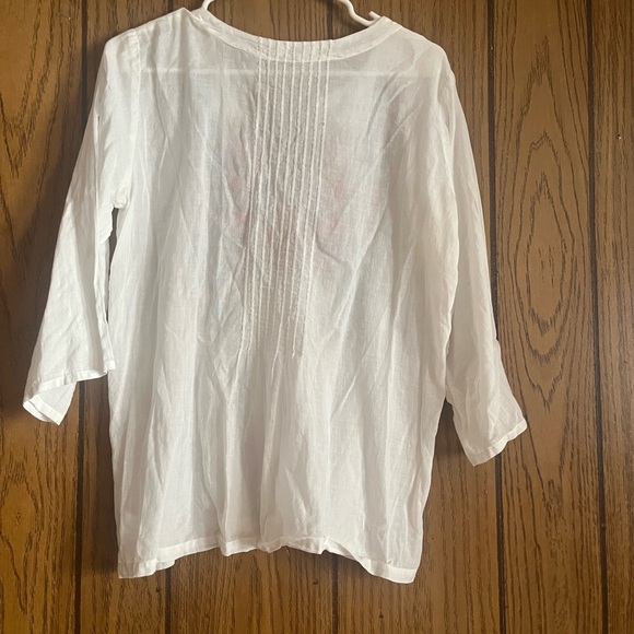 Johnny Was White Blouse with Colorful Embroidery - Picture 2 of 5